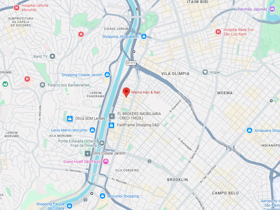 Mapa com a localização da MARKA Hair & Nail, na Rua Guararapes, Brooklin Novo